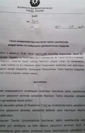 Nazir rektora niyə yazılı xəbərdarlıq edib: 