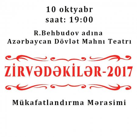 Şou-biznes əhlinə “Zirvədəkilər 2017” mükafatı veriləcək