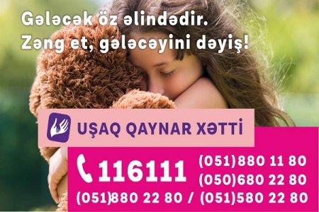 Azercell-in dəstəyi ilə fəaliyyət göstərən “Uşaq Qaynar Xətt” xidmətinə 2019-cu il ərzində 5061 müraciət daxil olub