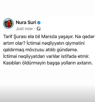 “Tarif Şurası, kasıbları öldürməyin başqa yollarını axtarın” 