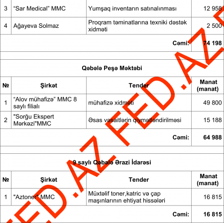 "Ütülü başçı"nın TENDER PARTNYORLARI...