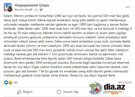 `Kapital Bank` vətəndaşın son qəpiyinə TAMAH SALIB...