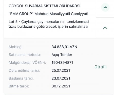 Göygöl Suvarma Sistemləri İdarəsinin 1 milyon manatlıq tenderinin adı var, özü yox…