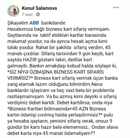 "9 gündür bir kartı hazır edə bilməmisiz"