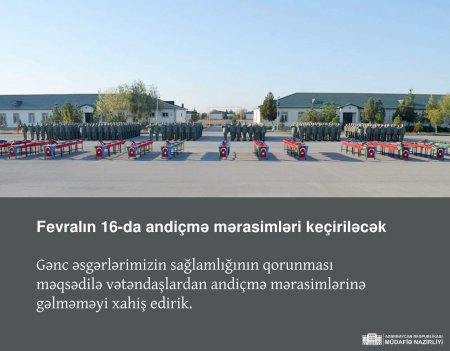 Azərbaycan Ordusunda keçiriləcək andiçmə mərasiminin tarixi açıqlanıb